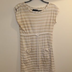 Banana Republic Striped Cream & White Dress